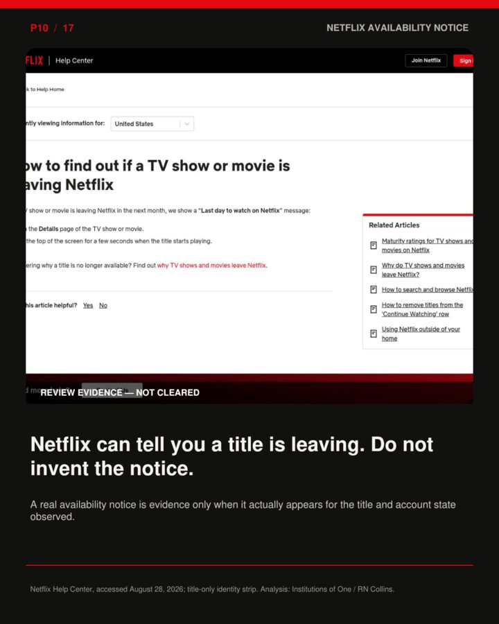 Cover artwork for P10, Netflix availability notice