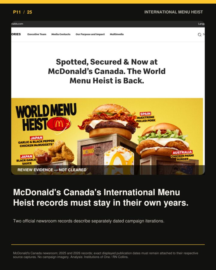 Cover artwork for P11, McDonald’s Canada Menu Heist